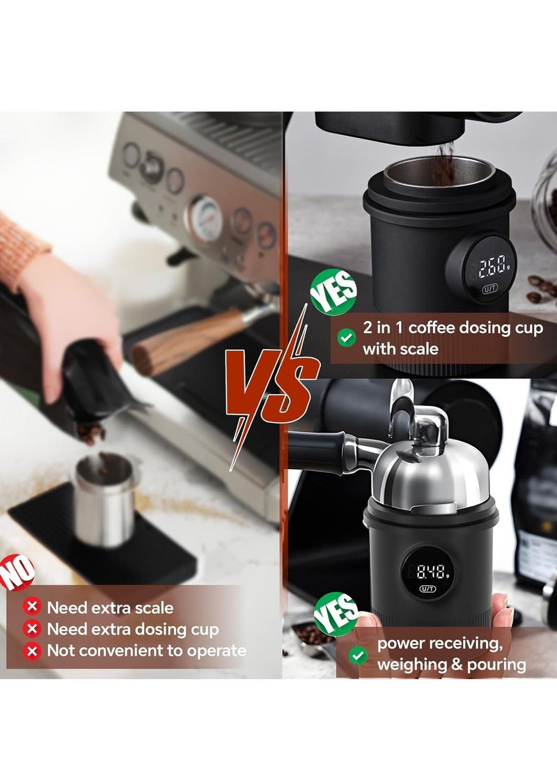 Coffee Dosing Cup with Built-In Scale, 0.05g High Precision, 500g Capacity, USB-C Rechargeable, Food-Grade Stainless Steel, Fits 58mm Portafilter – Perfect for Espresso & Drip Coffee - Image 2